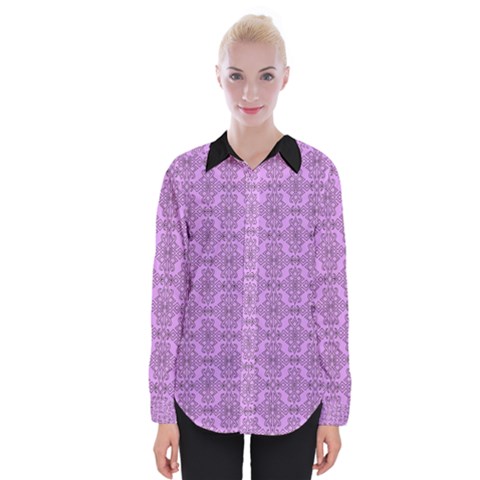 Timeless - Black & Lavender Purple Womens Long Sleeve Shirt by FashionBoulevard