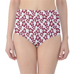 Cute Flowers - Carmine Red White Classic High-waist Bikini Bottoms by FashionBoulevard