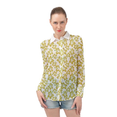 Cute Flowers - Ceylon Yellow Long Sleeve Chiffon Shirt by FashionBoulevard