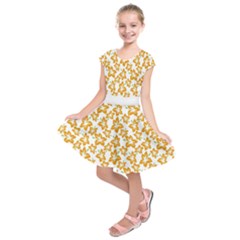 Cute Flowers - Honey Orange White Kids  Short Sleeve Dress by FashionBoulevard