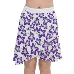 Cute Flowers - Imperial Purple Chiffon Wrap Front Skirt by FashionBoulevard