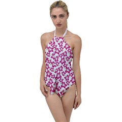 Cute Flowers - Peacock Pink White Go With The Flow One Piece Swimsuit by FashionBoulevard