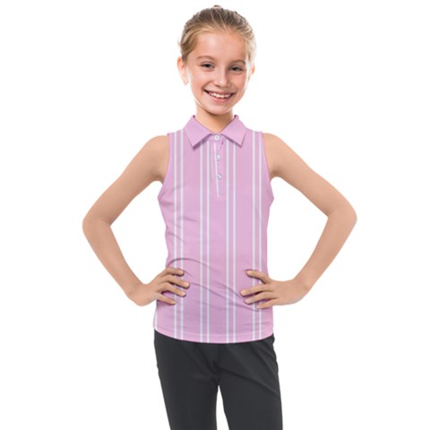 Nice Stripes - Blush Pink Kids  Sleeveless Polo Tee by FashionBoulevard