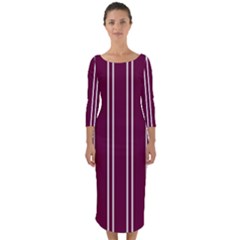 Nice Stripes - Boysenberry Purple Quarter Sleeve Midi Bodycon Dress by FashionBoulevard