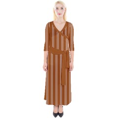 Nice Stripes - Burnt Orange Quarter Sleeve Wrap Maxi Dress by FashionBoulevard