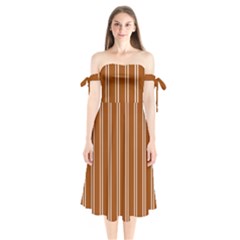 Nice Stripes - Burnt Orange Shoulder Tie Bardot Midi Dress by FashionBoulevard