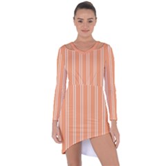 Nice Stripes - Cantaloupe Orange Asymmetric Cut-out Shift Dress by FashionBoulevard