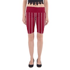 Nice Stripes - Carmine Red Yoga Cropped Leggings by FashionBoulevard