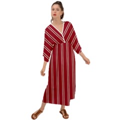 Nice Stripes - Carmine Red Grecian Style  Maxi Dress by FashionBoulevard
