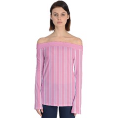 Nice Stripes - Flamingo Pink Off Shoulder Long Sleeve Top by FashionBoulevard