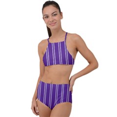 Nice Stripes - Imperial Purple High Waist Tankini Set by FashionBoulevard