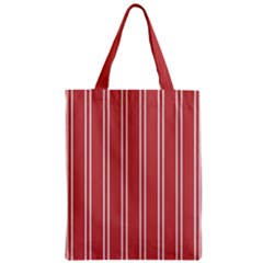 Nice Stripes - Indian Red Zipper Classic Tote Bag by FashionBoulevard