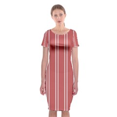 Nice Stripes - Indian Red Classic Short Sleeve Midi Dress by FashionBoulevard