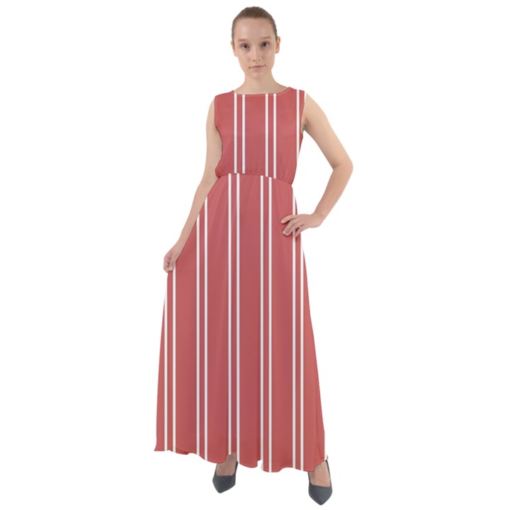 Nice Stripes - Indian Red Chiffon Mesh Boho Maxi Dress