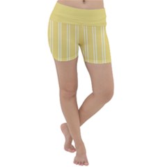 Nice Stripes - Mellow Yellow Lightweight Velour Yoga Shorts by FashionBoulevard