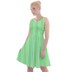 Nice Stripes - Mint Green Knee Length Skater Dress