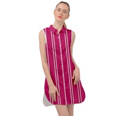 Nice Stripes - Peacock Pink Sleeveless Shirt Dress by FashionBoulevard