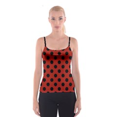 Polka Dots - Black On Apple Red Spaghetti Strap Top by FashionBoulevard