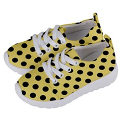 Polka Dots - Black On Blonde Yellow Kids  Lightweight Sports Shoes by FashionBoulevard
