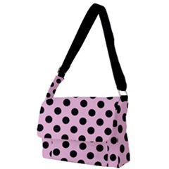 Polka Dots - Black On Blush Pink Full Print Messenger Bag (l) by FashionBoulevard