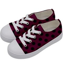 Polka Dots - Black On Boysenberry Purple Kids  Low Top Canvas Sneakers by FashionBoulevard