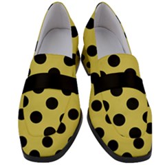 Polka Dots Black On Ceylon Yellow Women s Chunky Heel Loafers by FashionBoulevard
