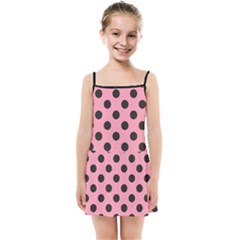 Polka Dots Black On Flamingo Pink Kids  Summer Sun Dress by FashionBoulevard