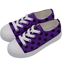 Polka Dots Black On Imperial Purple Kids  Low Top Canvas Sneakers by FashionBoulevard