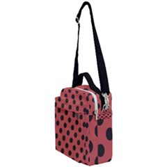 Polka Dots Black On Indian Red Crossbody Day Bag by FashionBoulevard