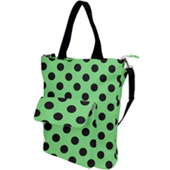 Polka Dots Black On Mint Green Shoulder Tote Bag by FashionBoulevard