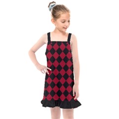 Block Fiesta Black And Carmine Red  Kids  Overall Dress by FashionBoulevard