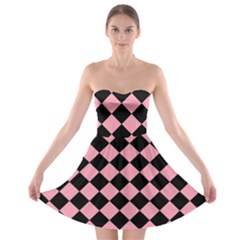 Block Fiesta Black And Flamingo Pink Strapless Bra Top Dress by FashionBoulevard