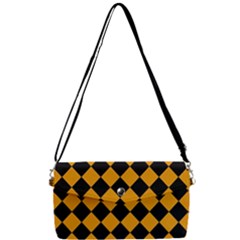 Block Fiesta Black And Honey Orange Removable Strap Clutch Bag by FashionBoulevard