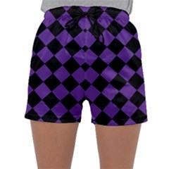 Block Fiesta Black And Imperial Purple Sleepwear Shorts by FashionBoulevard