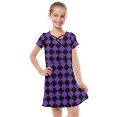Block Fiesta Black And Imperial Purple Kids  Cross Web Dress by FashionBoulevard
