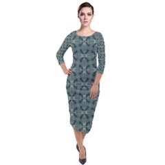 Pattern1 Quarter Sleeve Midi Velour Bodycon Dress by Sobalvarro