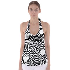 Black And White Crazy Pattern Babydoll Tankini Top by Sobalvarro