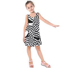 Black And White Crazy Pattern Kids  Sleeveless Dress by Sobalvarro