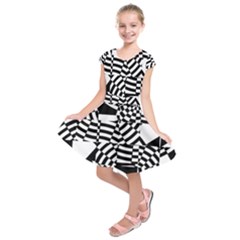 Black And White Crazy Pattern Kids  Short Sleeve Dress by Sobalvarro