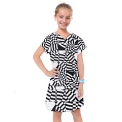 Black And White Crazy Pattern Kids  Drop Waist Dress by Sobalvarro