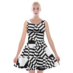 Black And White Crazy Pattern Velvet Skater Dress by Sobalvarro
