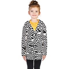 Black And White Crazy Pattern Kids  Double Breasted Button Coat by Sobalvarro