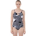 Black And White Crazy Pattern Cut Out Top Tankini Set View1