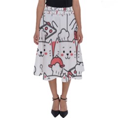 Cute Cat Chef Cooking Seamless Pattern Cartoon Perfect Length Midi Skirt by Vaneshart