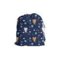Cute Astronaut Cat With Star Galaxy Elements Seamless Pattern Drawstring Pouch (Medium) View1