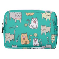 Seamless Pattern Cute Cat Cartoon With Hand Drawn Style Make Up Pouch (medium) by Vaneshart