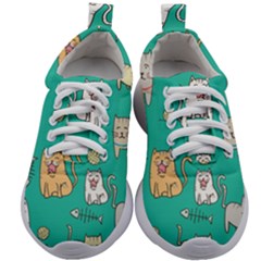 Seamless Pattern Cute Cat Cartoon With Hand Drawn Style Kids Athletic Shoes by Vaneshart