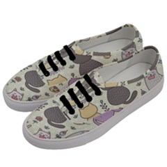 Funny Cartoon Cats Seamless Pattern  Men s Classic Low Top Sneakers by Vaneshart