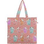 Cute Kawaii Kittens Seamless Pattern Canvas Travel Bag