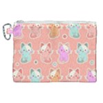 Cute Kawaii Kittens Seamless Pattern Canvas Cosmetic Bag (XL)